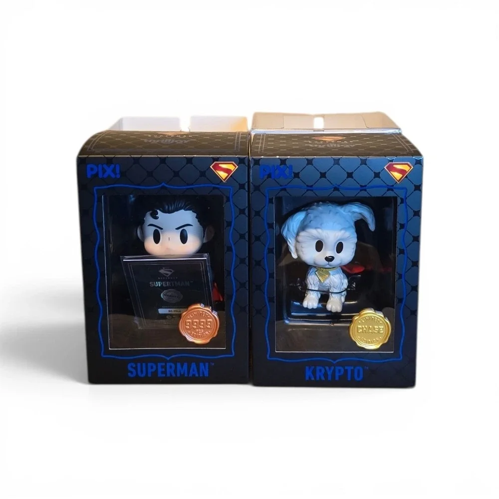Superman & Krypto Chase PIX Vinyl Figure‎ Set DC Comics Limited Edition